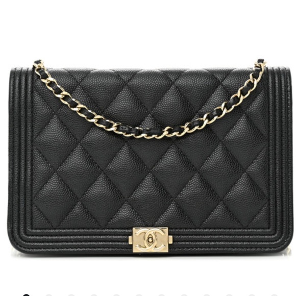 CHANEL Handbags - Chanel Caviar Quilted Boy Wallet On Chain WOC Black